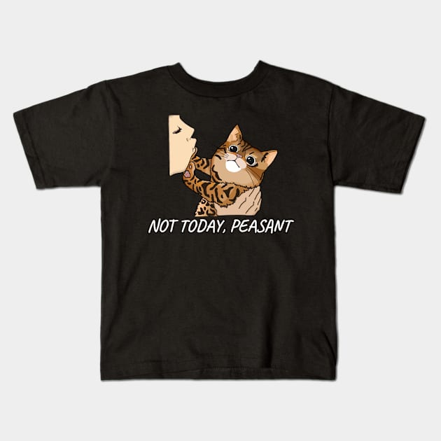 Not Today Peasant, Funny Bengal Cat & Cat Mom Design Kids T-Shirt by ThatVibe